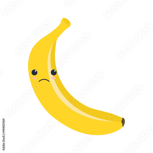 one sad banana isolated on a white background. vector
