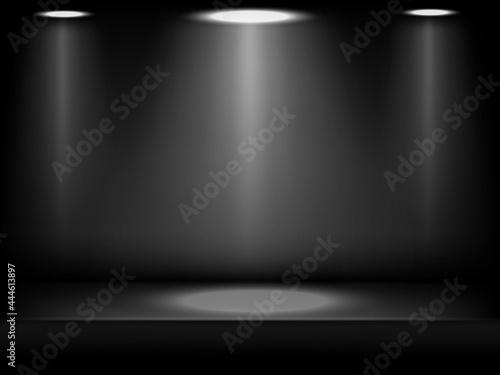 Studio background black in abstract style on dark background.