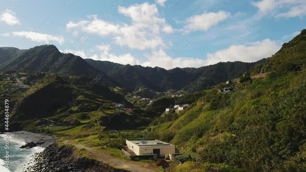 Green Mountain Landscape of Madeira Island. Beautiful mountain village on Madeira island, Portugal. Green Mountain Landscape of Madeira Island. Beautiful mountain village on Madeira island, Portugal.