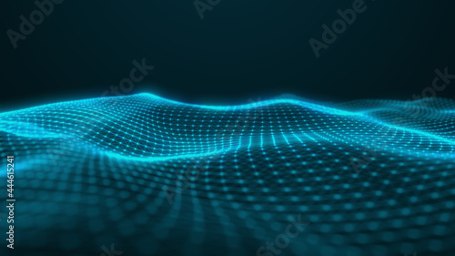 Abstract flowing smooth Plexus fractal waves background. Grid, mesh of dots and lines. © VectorShop
