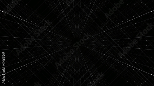 Grid tunnel of dots and lines. Plexus Technology background. © VectorShop