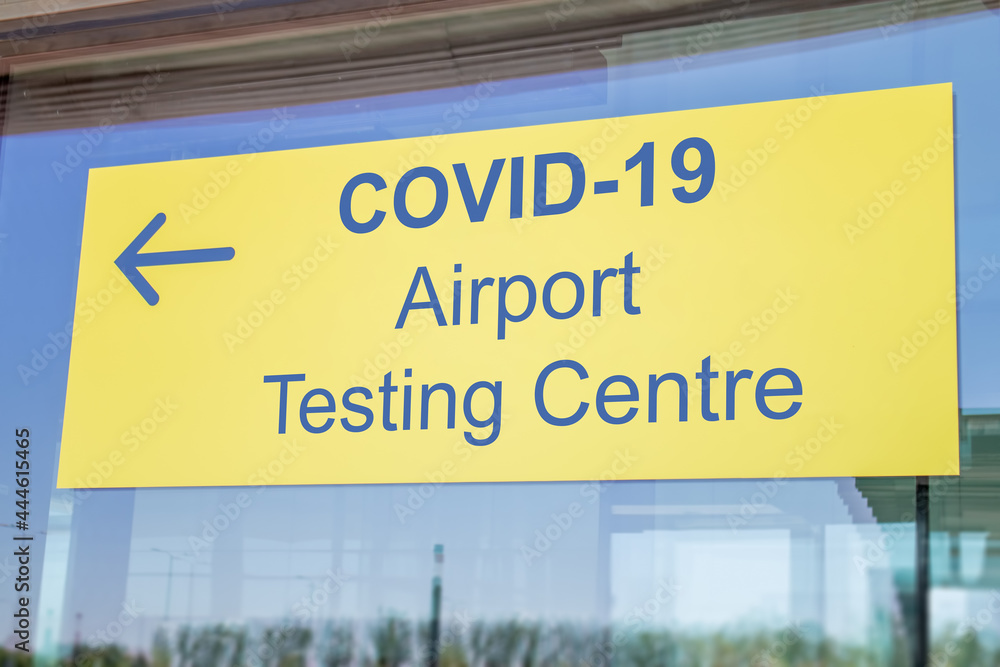 covid-19 airport testing center sign