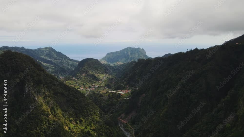 Green Mountain Landscape of Madeira Island. Beautiful mountain village on Madeira island, Portugal. Green Mountain Landscape of Madeira Island. Beautiful mountain village on Madeira island, Portugal.