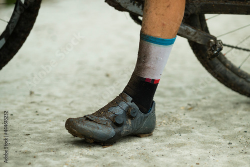 biker foot at moutain bike competition