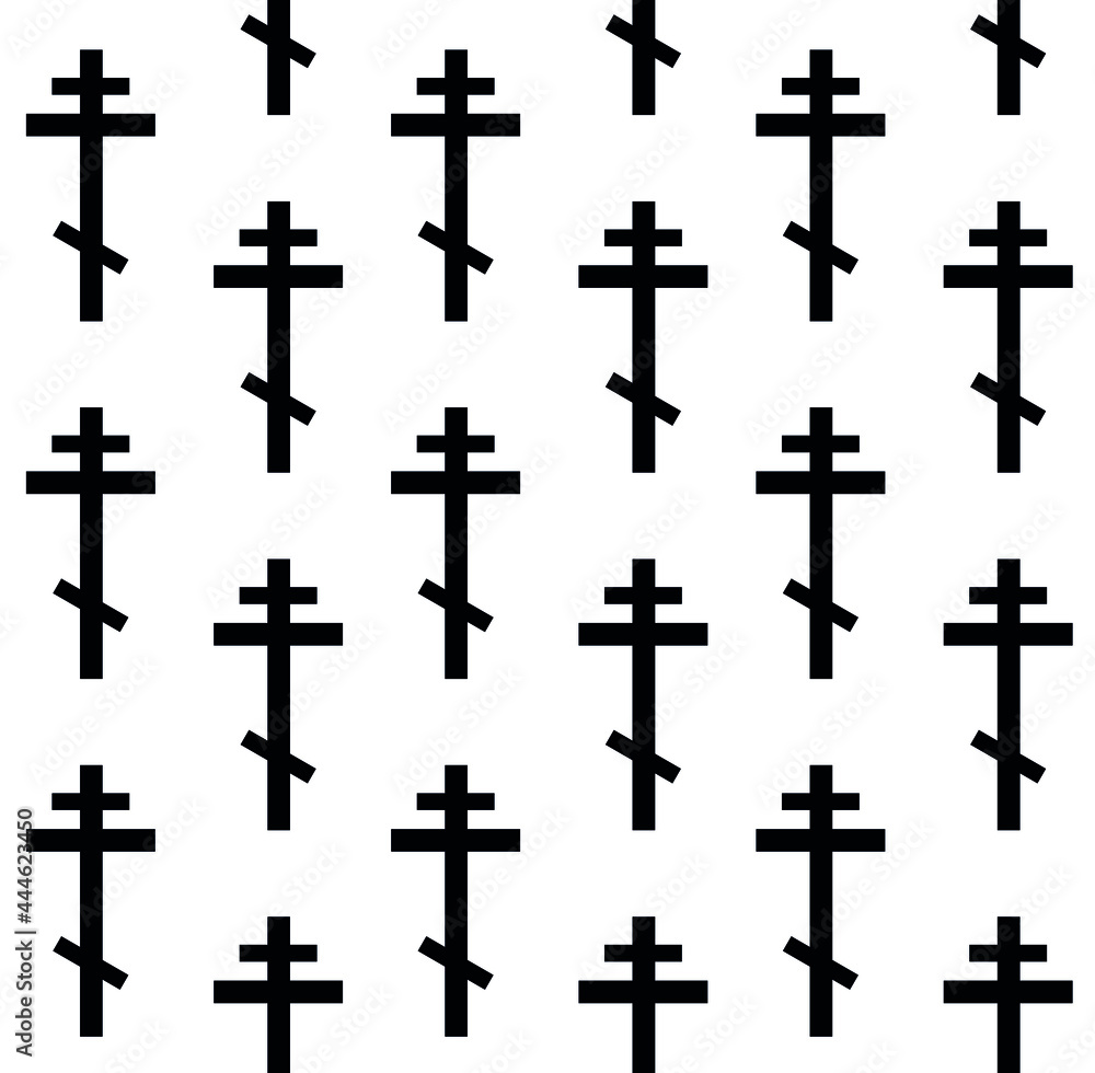 Vector seamless pattern of flat christian orthodox cross isolated on white background