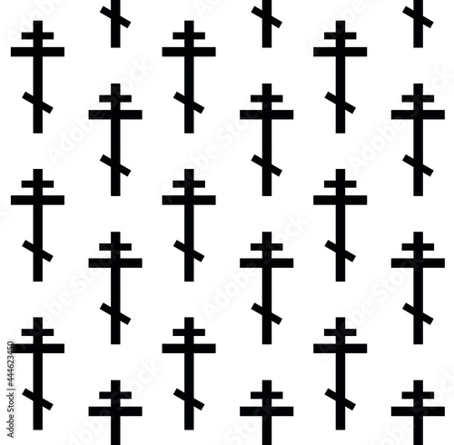 Vector seamless pattern of flat christian orthodox cross isolated on white background