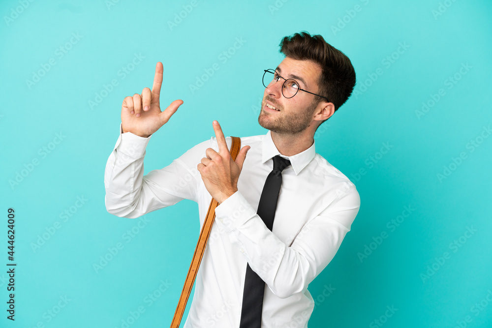 Business man over isolated background pointing with the index finger a great idea Business man over isolated background pointing with the index finger a great idea