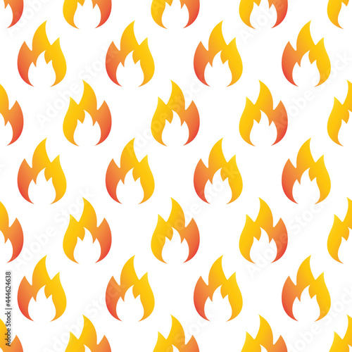 Vector seamless pattern of flat fire flame isolated on white background