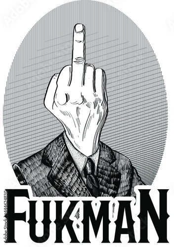 hand drawn illustration of a hand make sign the fuck