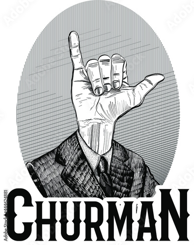 hand drawn illustration of a hand make sign the chur bro photo