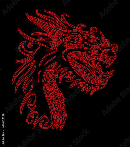 dragon embroidery graphic design vector art