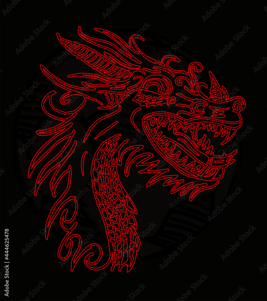 dragon embroidery graphic design vector art