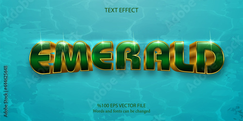 Luxury golden and green color editable text effect on textured background: Emerald