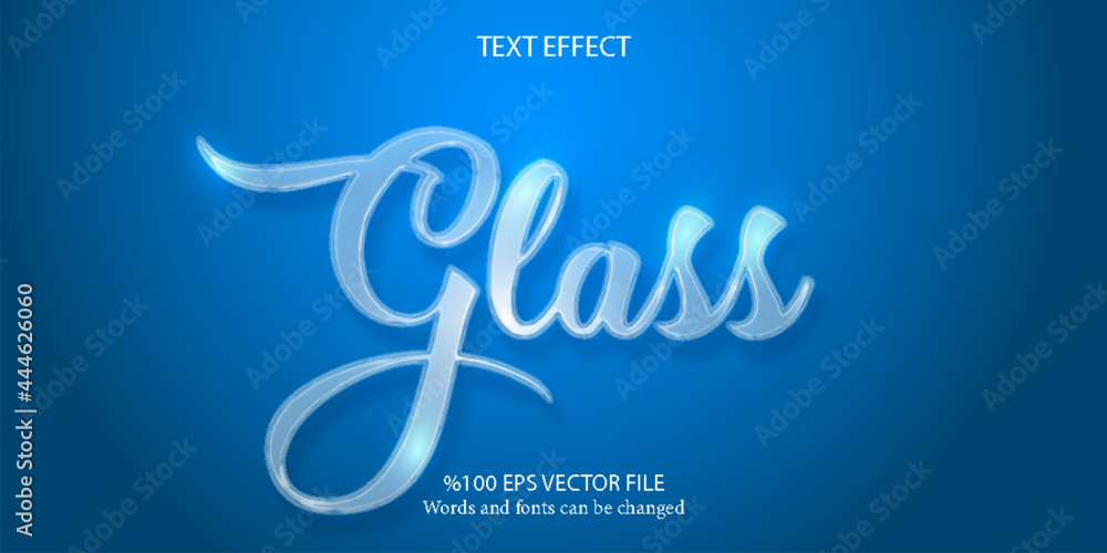 A beautiful icy blue editable text effect: Glass - obrazy, fototapety, plakaty 