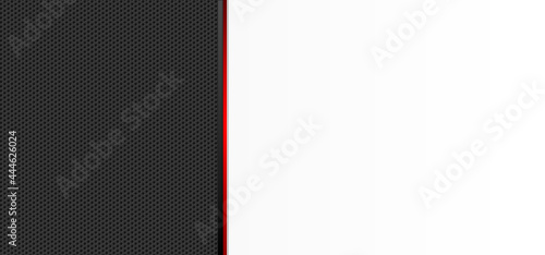 Elegant and sport background with black carbon texture and white space, red line. Vector background and can editable