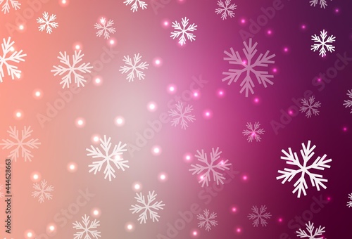 Light Pink vector background with beautiful snowflakes, stars.