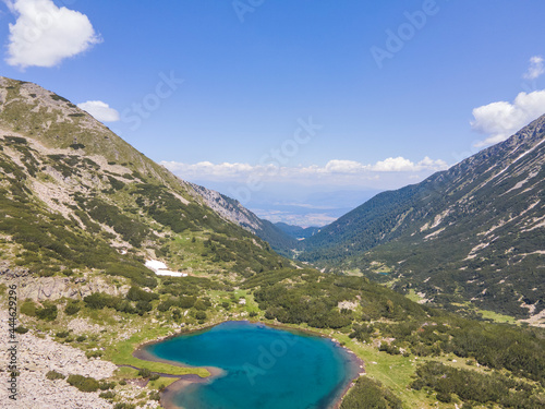 Aerial view of Muratovo lake, Pirin Mountain, Bulgaria