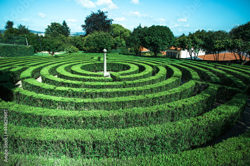 View of the Maze built by hedges located at Park of Sao Roque in the eastern part of the city of Porto, Portugal.