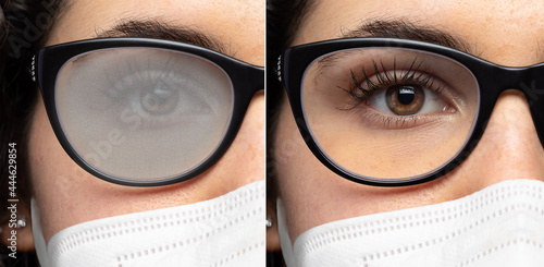 Cuadro en lienzo glasses fogged up before and after using a product to avoid fogging