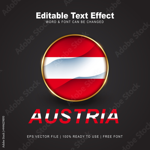 Austria text effect style - Editable text effect vector illustration. Hungary 3d Flag - Euro 2020 Finalists