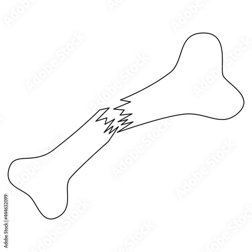 Кость контур. Кость перелом. Bone contour. Bone fracture contour. Vector icon.