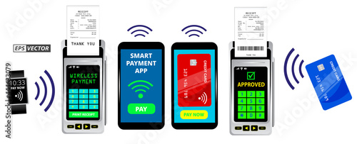 realistic wireless nfc payment machine terminal isolated