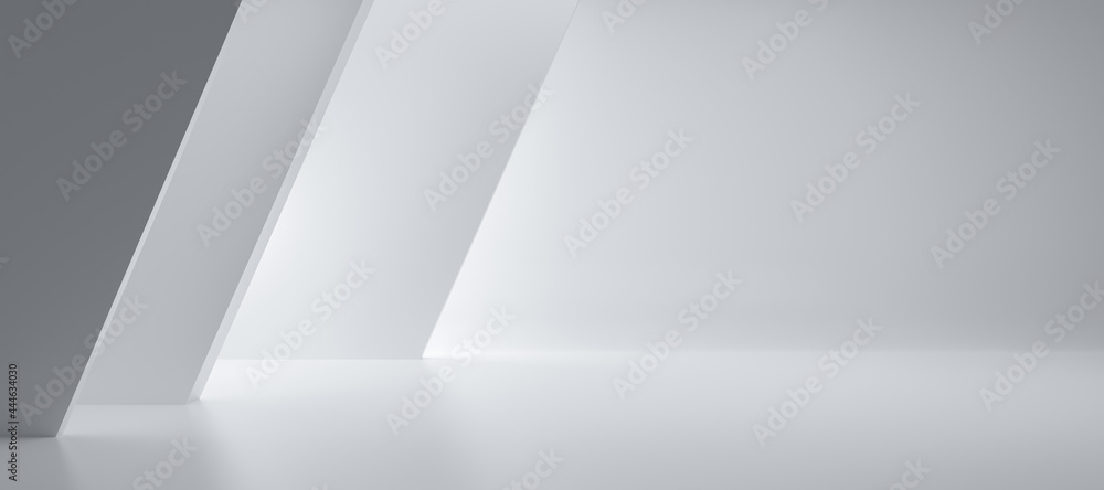 Fototapeta premium Abstract Futuristic empty floor and room Sci-Fi Corridor With light for showcase,room,interior,display products.Modern Future cement floor and wall background technology interior concept.3d render