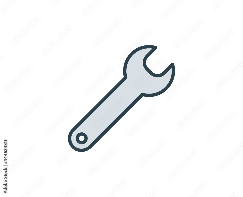 Wrench flat icon. Single high quality outline symbol for web design or mobile app. House thin line signs for design logo, visit card, etc. Outline pictogram EPS10 Wrench flat icon. Single high quality outline symbol for web design or mobile app. House thin line signs for design logo, visit card, etc. Outline pictogram EPS10