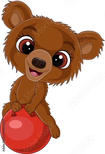 Cartoon little bear with red ball