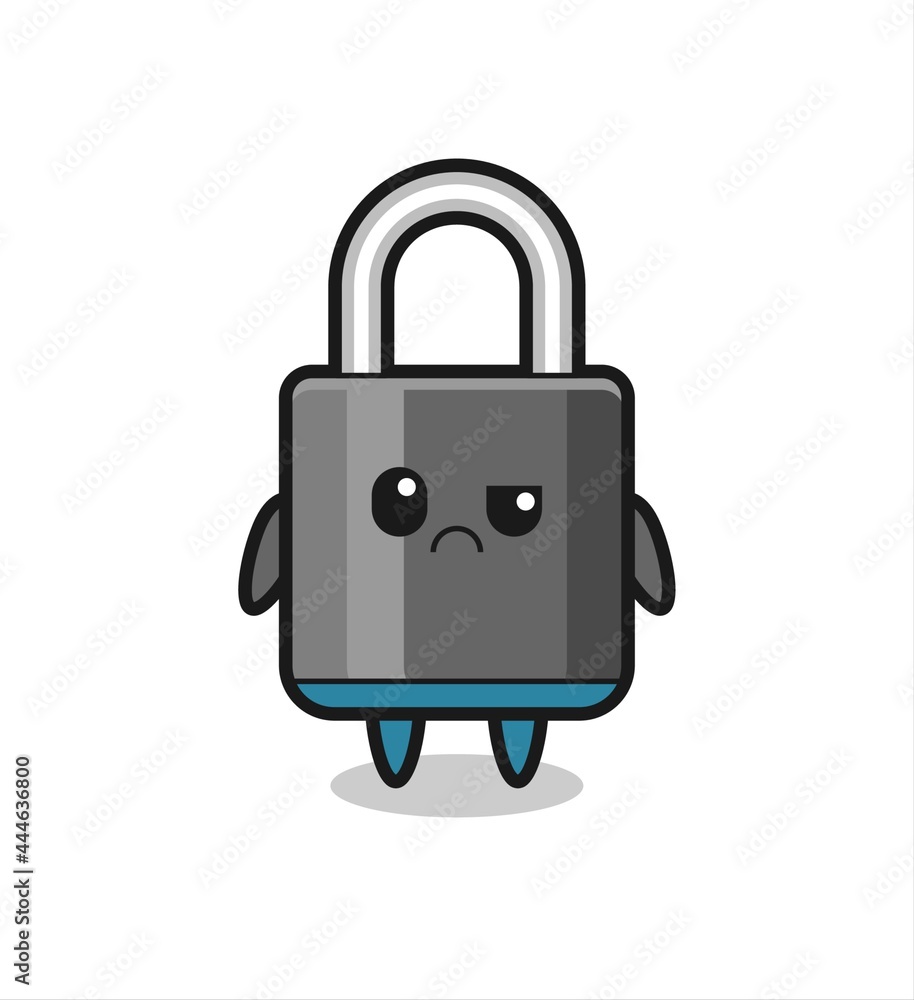 the mascot of the padlock with sceptical face the mascot of the padlock with sceptical face