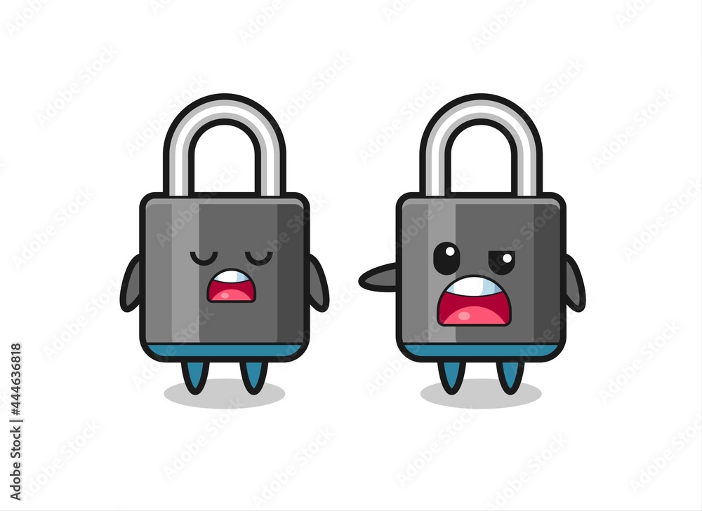 illustration of the argue between two cute padlock characters illustration of the argue between two cute padlock characters