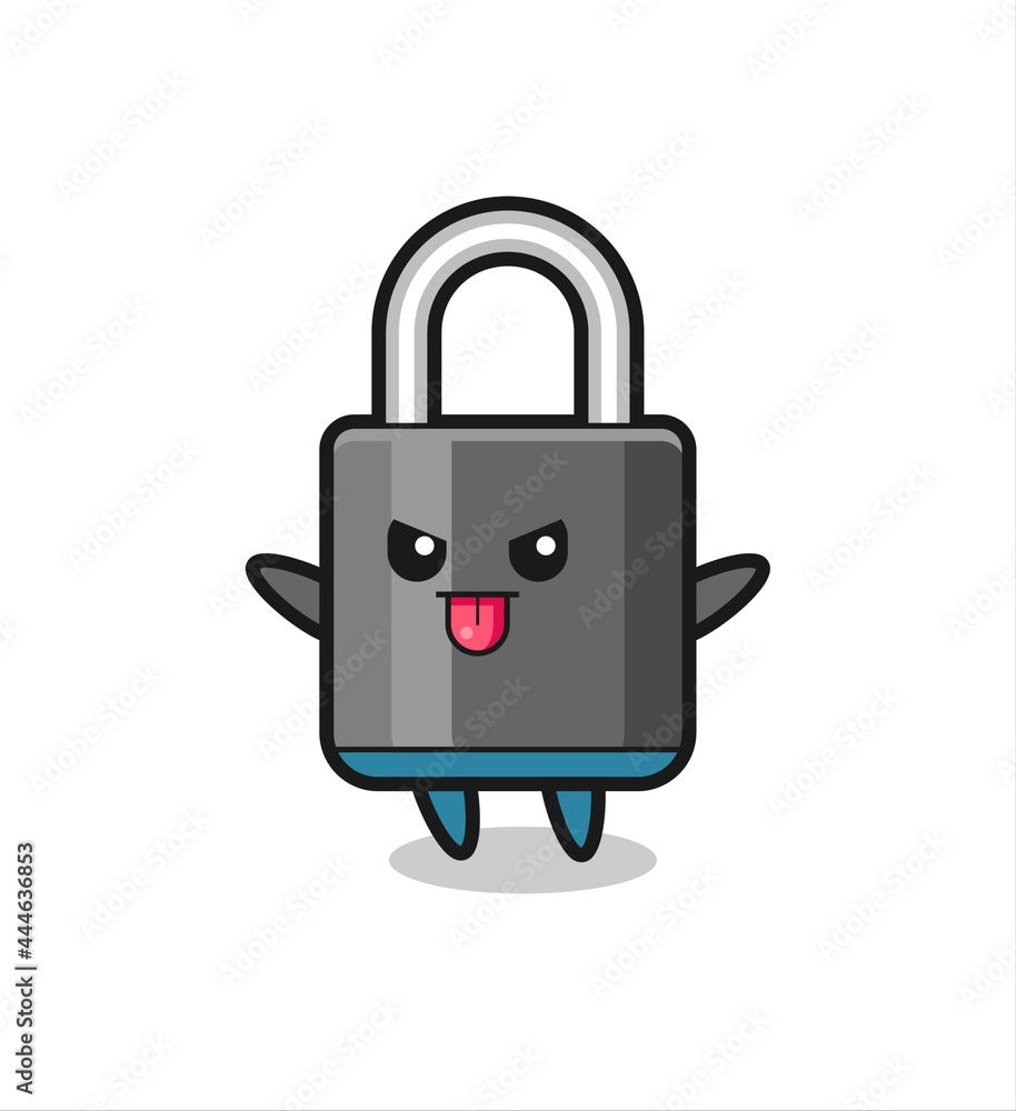 naughty padlock character in mocking pose naughty padlock character in mocking pose