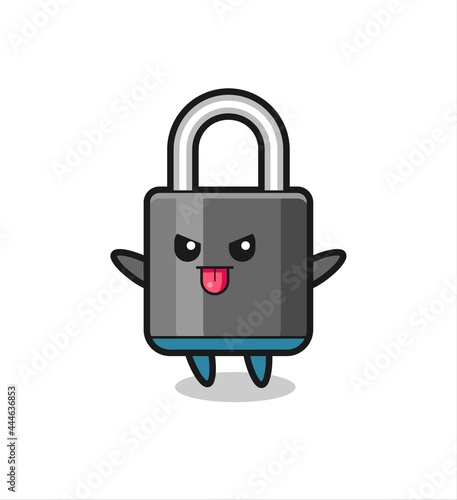 naughty padlock character in mocking pose