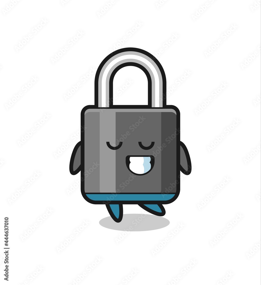 padlock cartoon illustration with a shy expression padlock cartoon illustration with a shy expression