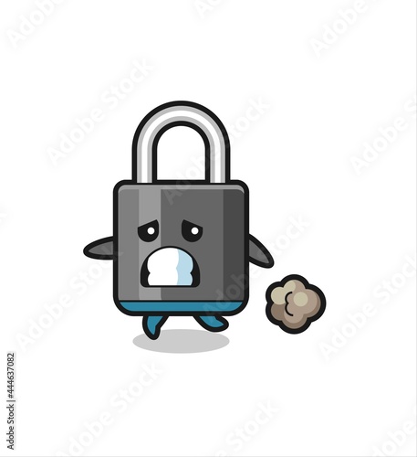 illustration of the padlock running in fear