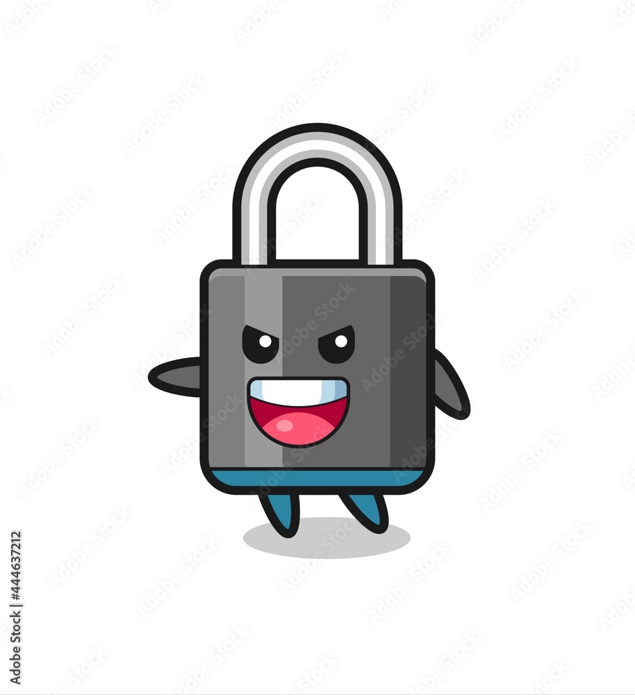 padlock cartoon with very excited pose padlock cartoon with very excited pose