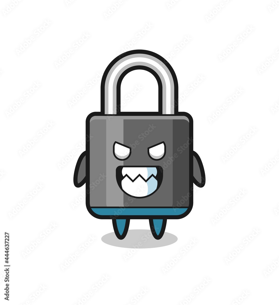 evil expression of the padlock cute mascot character evil expression of the padlock cute mascot character