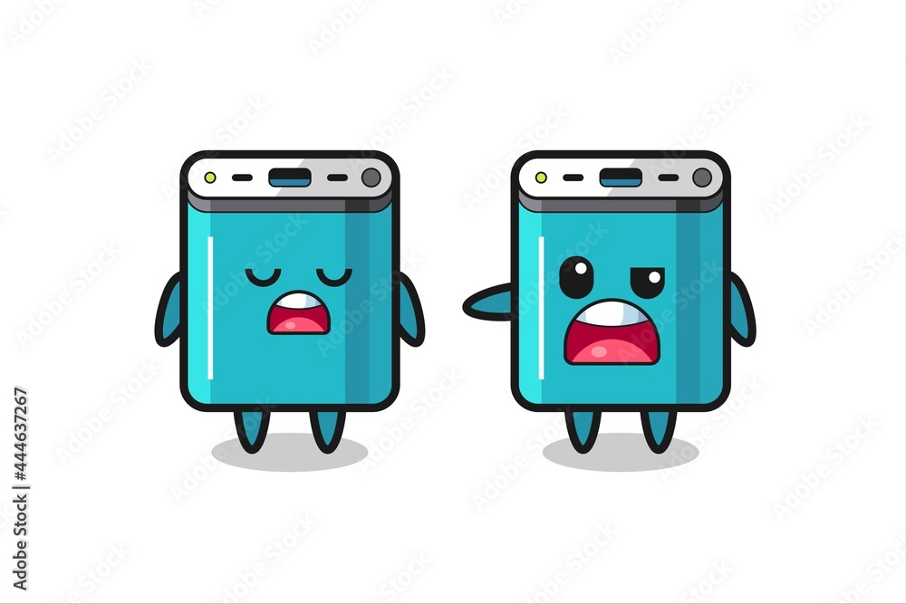 illustration of the argue between two cute power bank characters illustration of the argue between two cute power bank characters