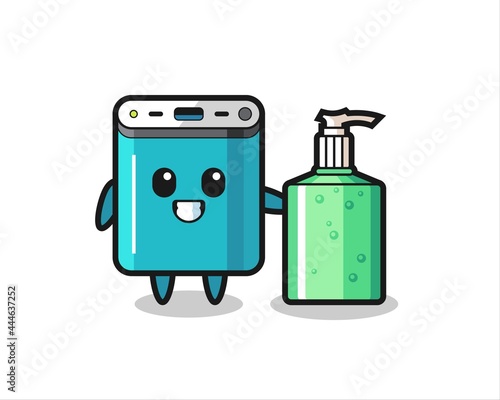 cute power bank cartoon with hand sanitizer