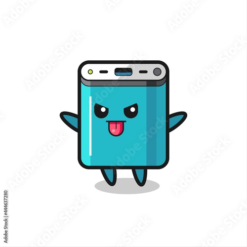 naughty power bank character in mocking pose