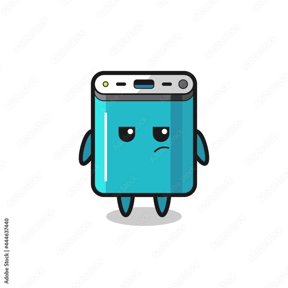 cute power bank character with suspicious expression cute power bank character with suspicious expression