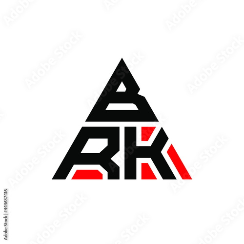 BRK triangle letter logo design with triangle shape. BRK triangle logo design monogram. BRK triangle vector logo template with red color. BRK triangular logo Simple, Elegant, and Luxurious Logo. BRK 