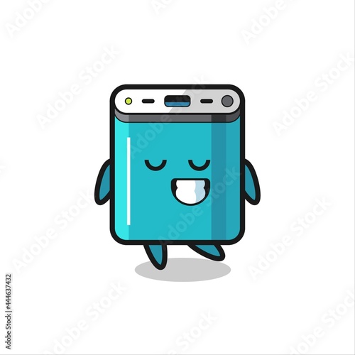 power bank cartoon illustration with a shy expression