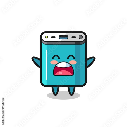cute power bank mascot with a yawn expression