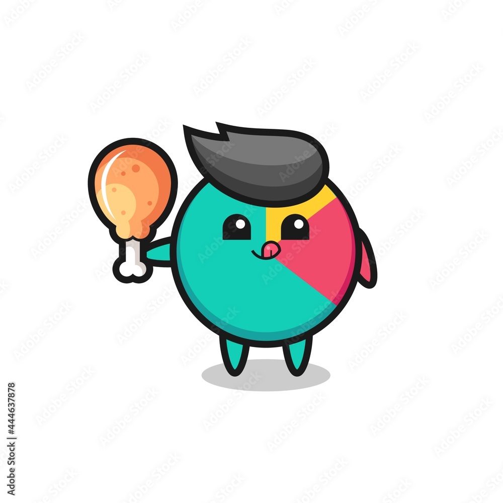 Obraz premium chart cute mascot is eating a fried chicken