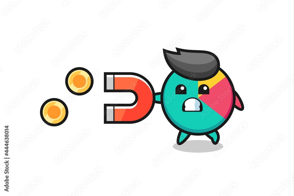 the character of chart hold a magnet to catch the gold coins the character of chart hold a magnet to catch the gold coins