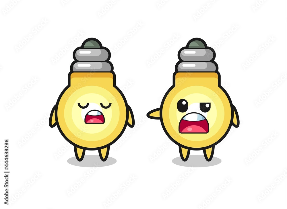 illustration of the argue between two cute light bulb characters