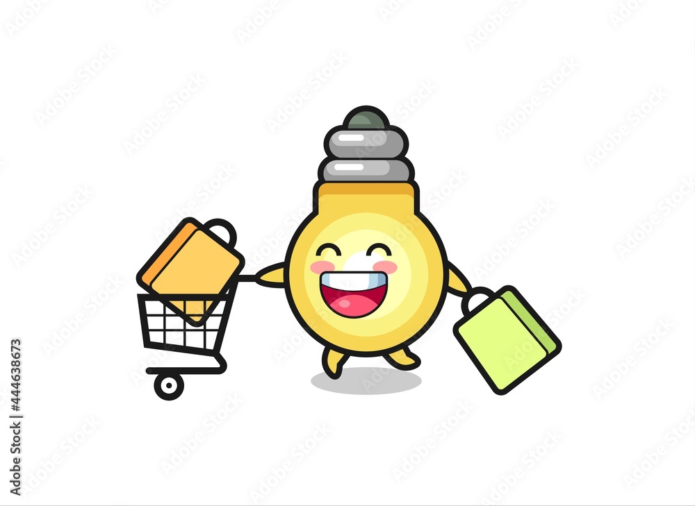 Fototapeta premium black Friday illustration with cute light bulb mascot