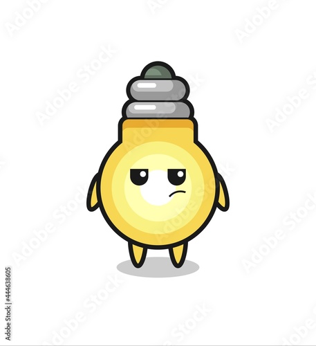 cute light bulb character with suspicious expression