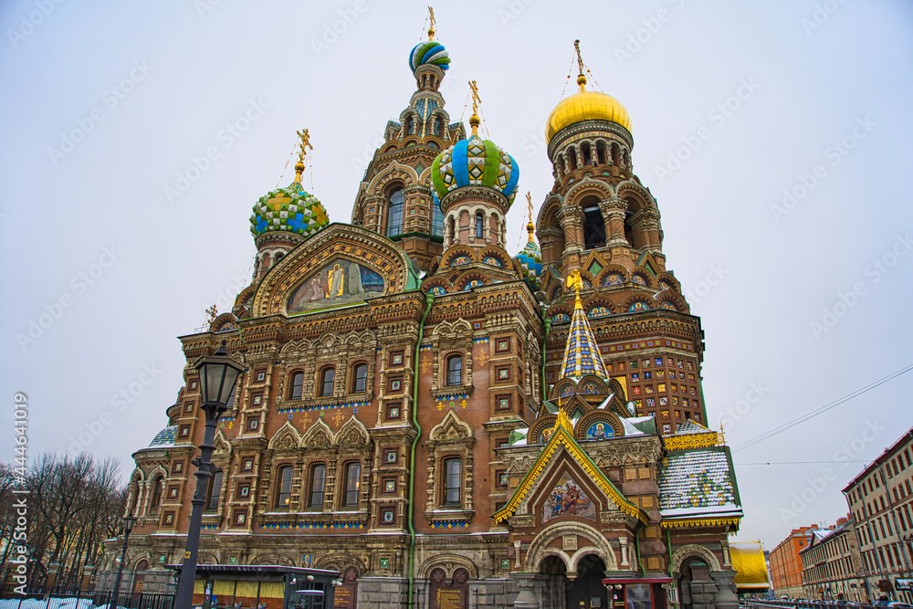 Church of the Savior on Spilled Blood in St. Petersburg, Russia. One of the most beautiful, festive and colourful cathedrals in the Russian Revival style.